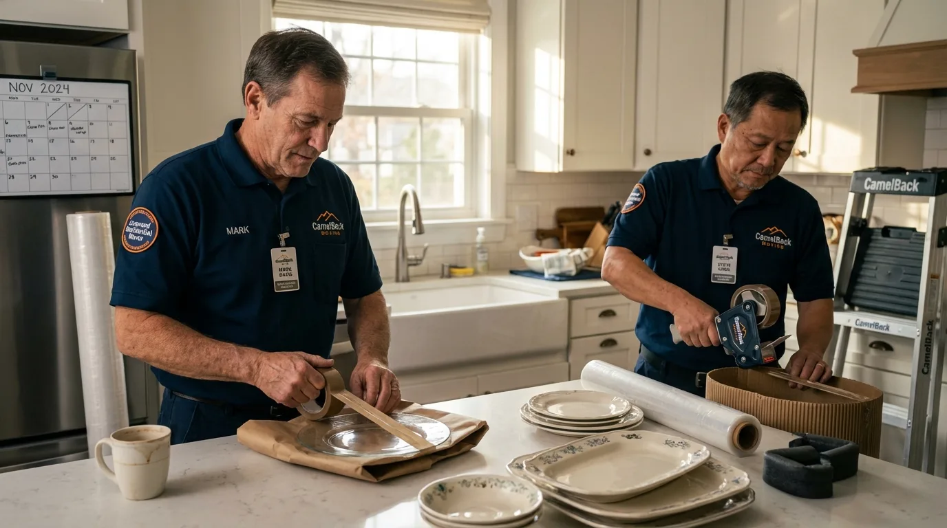 Professional crew packing kitchen dishware in Trevorton, PA